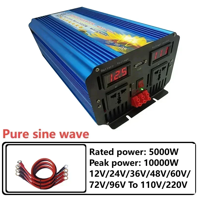 محول طاقة شمسية عالي القدرة بق - مراجعة Pure Sine Wave Inverter 5000W 48V 220V وسعره