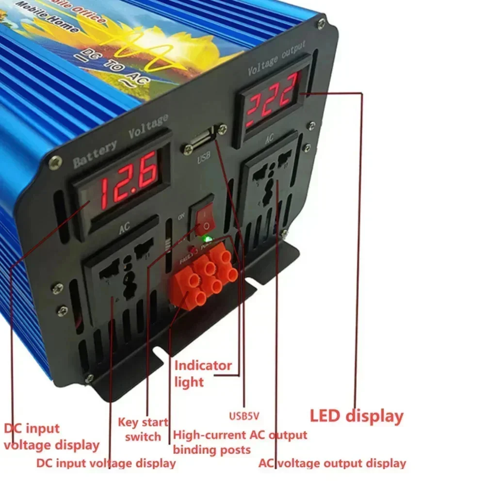 محول طاقة شمسية عالي القدرة بق - مراجعة Pure Sine Wave Inverter 5000W 48V 220V وسعره